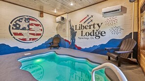 Relax, refresh and recharge with an incredible indoor pool nestled in the peaceful cabin in the Smoky Mountains.