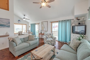Spacious, airy living area to kick back and relax
