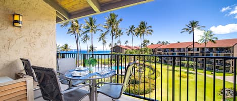 Enjoy a meal, ocean views from your lanai