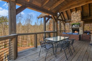 Sit back and relax near the fire on our covered back porch!
