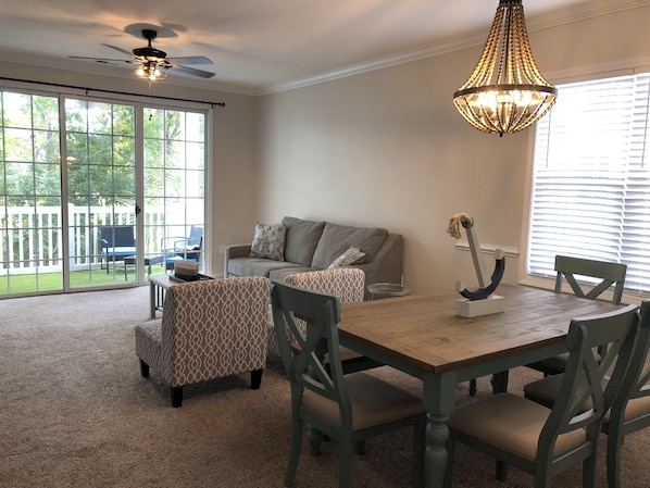 Beautiful, cozy living & dining area. 