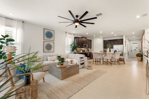 Living area overlooking the kitchen