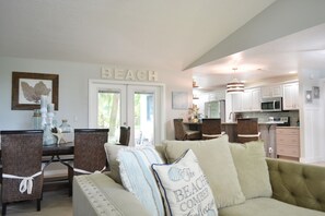 Open concept with family room and dining room open to the kitchen.
