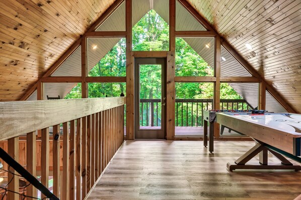 Upstairs Balcony provides a relaxing spot to kick back with a cup of coffee.