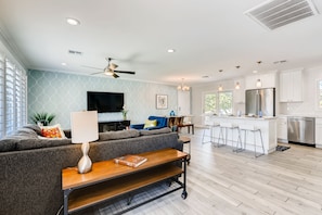 Main living area and kitchen