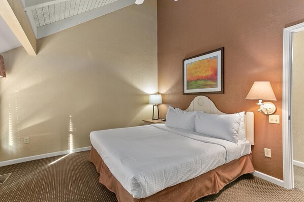 King size bed!  Great rest after a long day of adventures!  Exact unit will be assigned upon arrival. Views, colors and decor may vary.