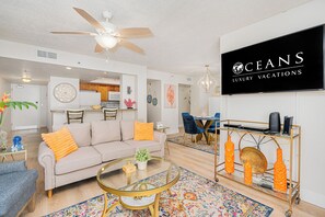 Cozy furniture and a Smart TV