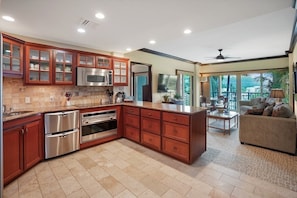 Fully stocked kitchen with everything you need to cook (if you wanted too!). 