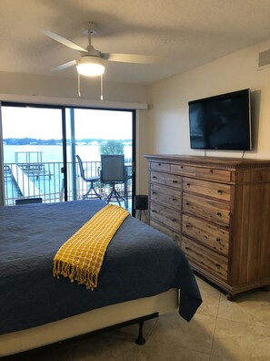 Gorgeous views from the bedroom with your own private TV. 