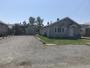 Front exterior
Long private driveway and front street parking
