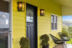 Elegant front verandah with classic 1930s Entry Door