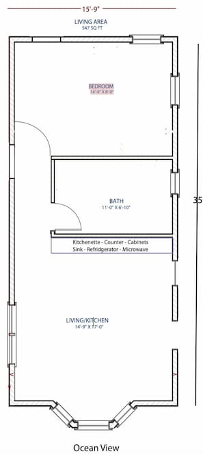 Floor Plan. 575 sq. feet