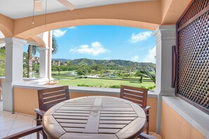 Relax on your private terrace with stunning golf course views, perfect for morning coffee or unwinding after a day of adventure.