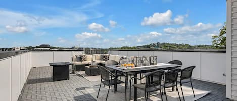 Rooftop seating and gas firepit