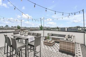 Great rooftop seating overlooking the city