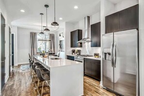 Spacious kitchen with natural lighting