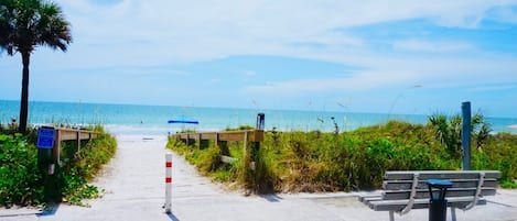 View of beach entrance - Only 100 steps from condo. Has a water spicket / shower