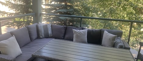 Outdoor sectional on our private balcony.