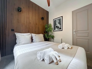 A brand-new queen-size bed for a good night's sleep
