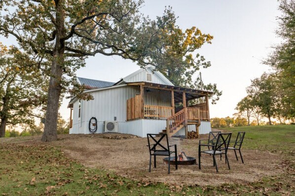 Huge back yard area with fire pit