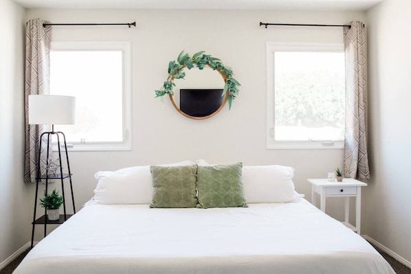 Master bedroom full of nature accents. 