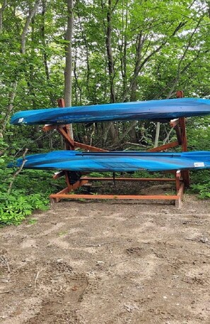 two new Kayaks are for you to use, they are located on the rack at the dock