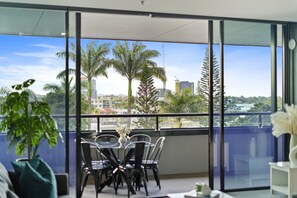 Large balcony with the river and the city views