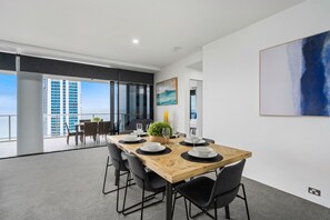 Share sumptuous meals with the family in this sophisticated dining area 