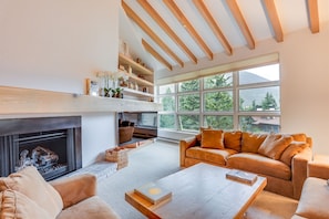 Living Room, Gas Fire Place, Mountain Views