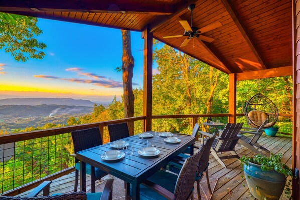 Additional seating at the outdoor dining set