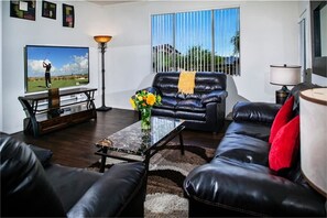 Living Room with large smart TV