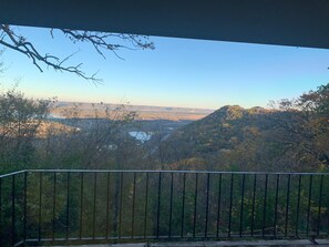 Back deck overlooking Mississippi river valley and bluffs of Mn and Wi