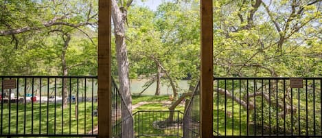 Newly built deck with view of the Guadalupe River.