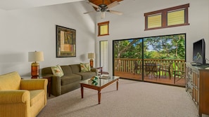 Waikomo Stream Villas #431 - Living Room & Lanai View - Parrish Kauai
