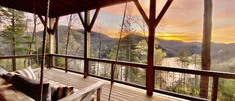 Private Lower Deck Overlooks Stunning Mountain Lake Views
