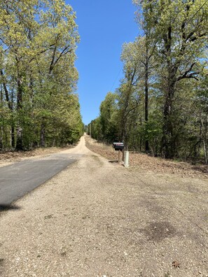 The Coshanna  Cabin sits about 1500 feet off the paved road