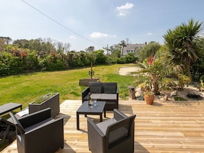 Furniture, Chair, Outdoor Furniture, Table, Outdoor Table, Shade, Garden, Deck, Hardwood, Resort