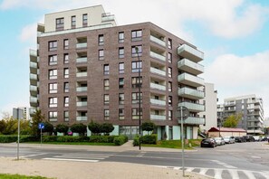 Residential building with contemporary design and a clean facade.