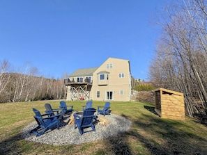 Private yard with fire pit
