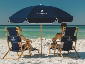 Two beach set ups provided (4 chairs plus 2 umbrellas) 10% discount code if you would like to purchase additional sets.  Beach Set up service for Blissful Stay 30A provided exclusively at the Ed Walline public access point only. 