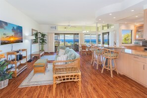 Enjoy the BEST ocean views from this spacious two bedroom, three bath villa