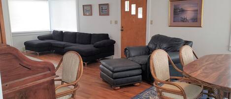 Work station, dinning room and part of living room