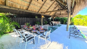 Huge Tiki with Dining and Seating