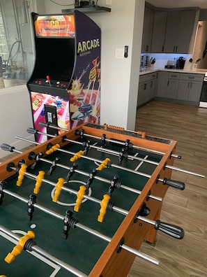 Foosball and arcade game with 60 classic games