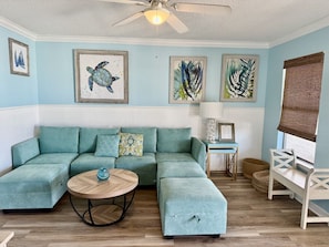 The Blue Haven is a cozy 2 bedroom condo just steps from the deeded access beach