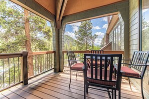 Private balcony with outdoor seating.