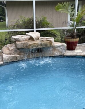 It is so relaxing to have your coffee on the lanai with the waterfall running.
