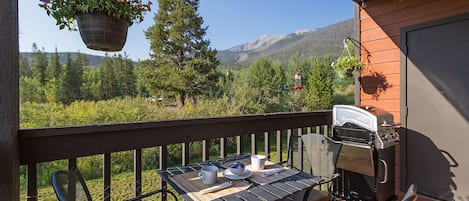 Outdoor Patio with Grill & Market Lights