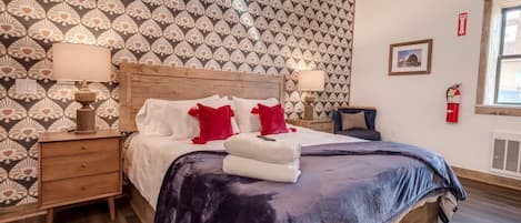 "Beautiful boutique hotel. High end bedding and towels pamper you. Personal decor gives a uniqueness to each room. Real glasses and coffee cups. Don’t forget your wine bottle opener. Delivery from the pizza place is highly recommended. " Review Jino S.