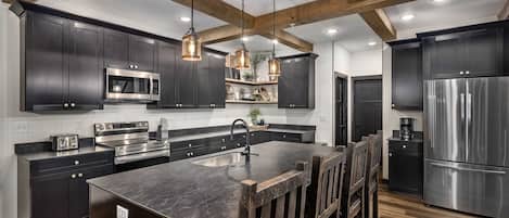 Gourmet kitchen with stainless appliances